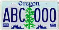 Sample of Oregon Vehicle License plate